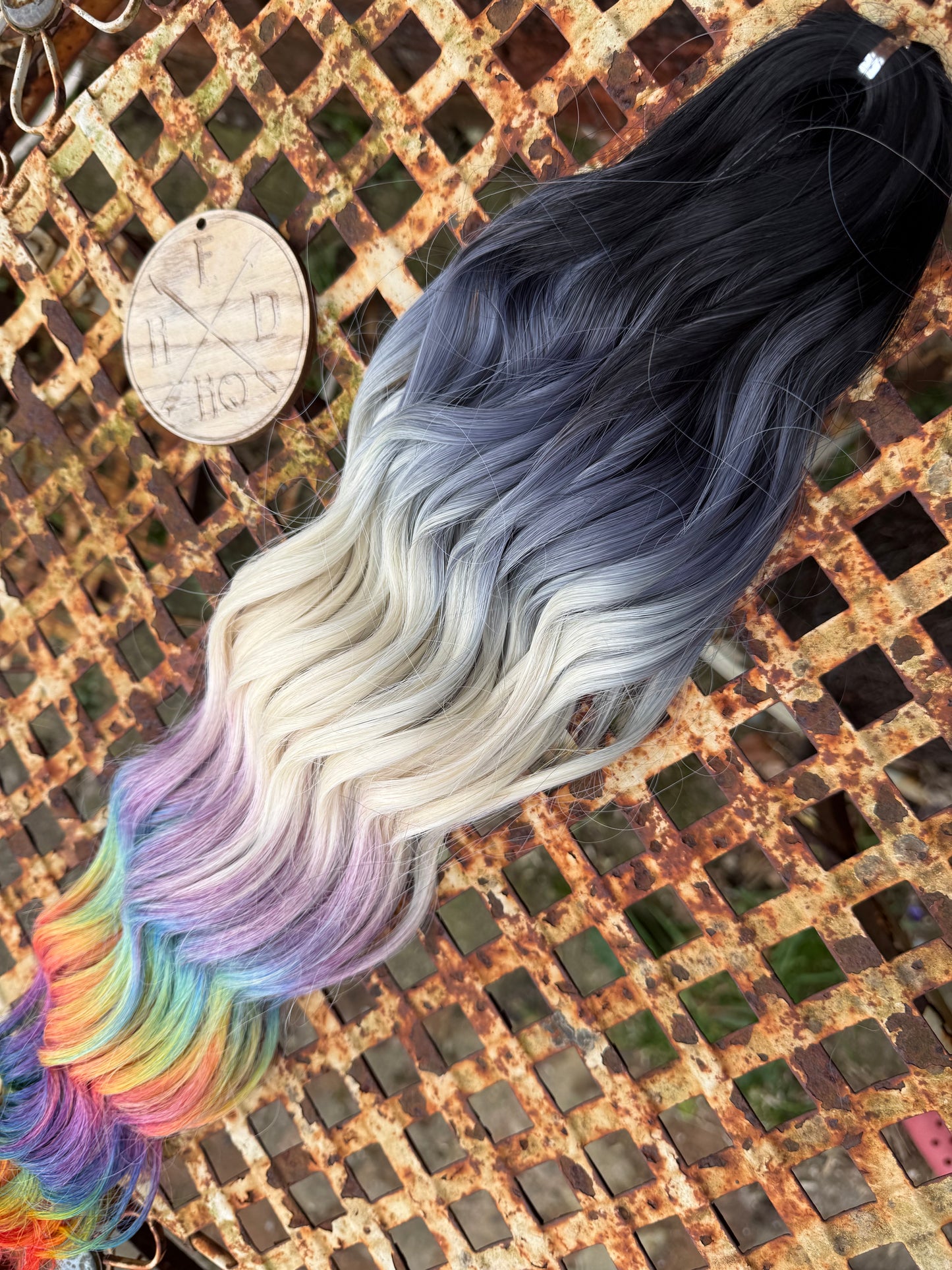 Black Rainbow Ombre Loose Brushable Wave