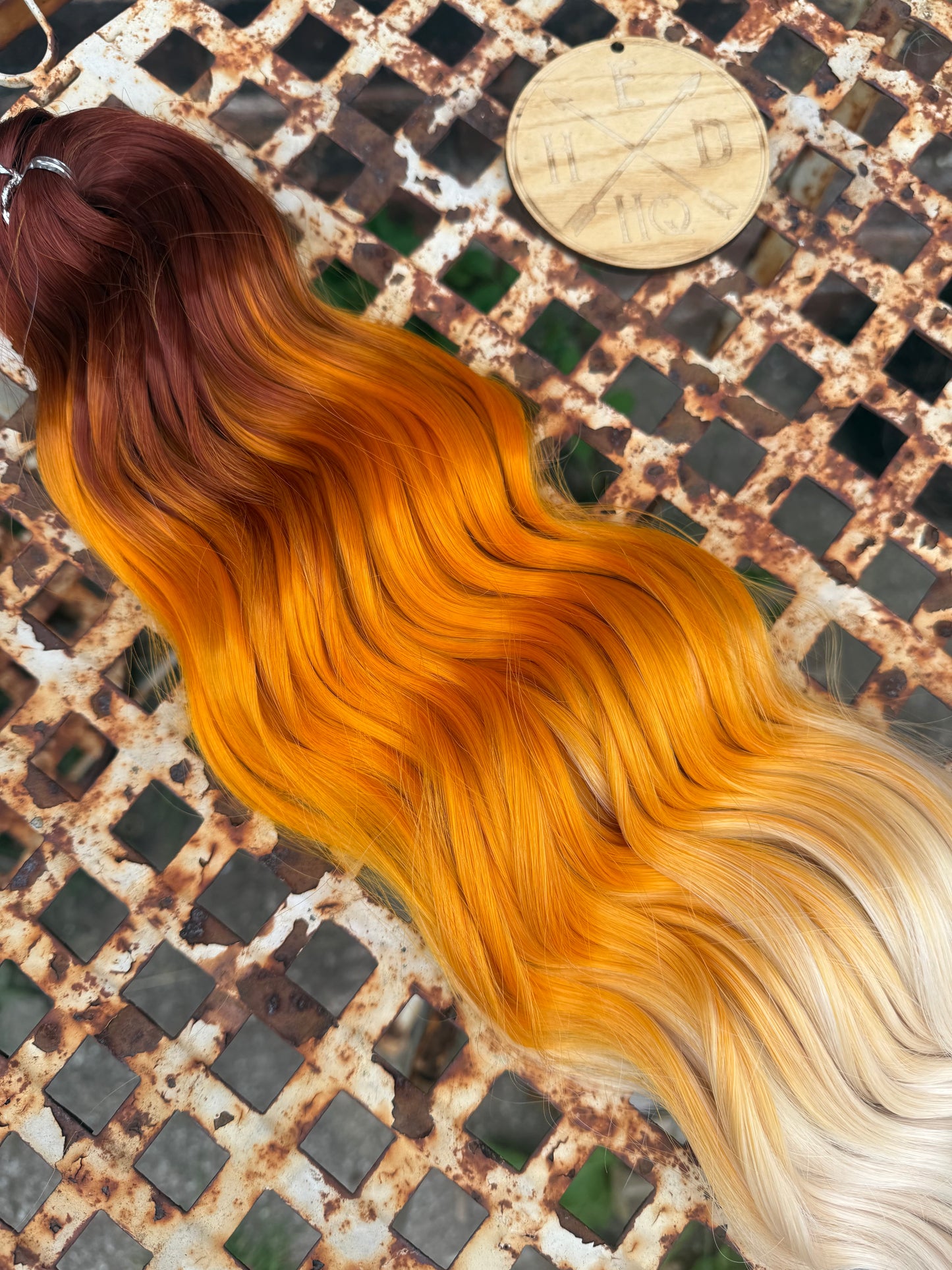 Deepest Red Brown / Orange / Blonde Ombré Loose Brushable Wave