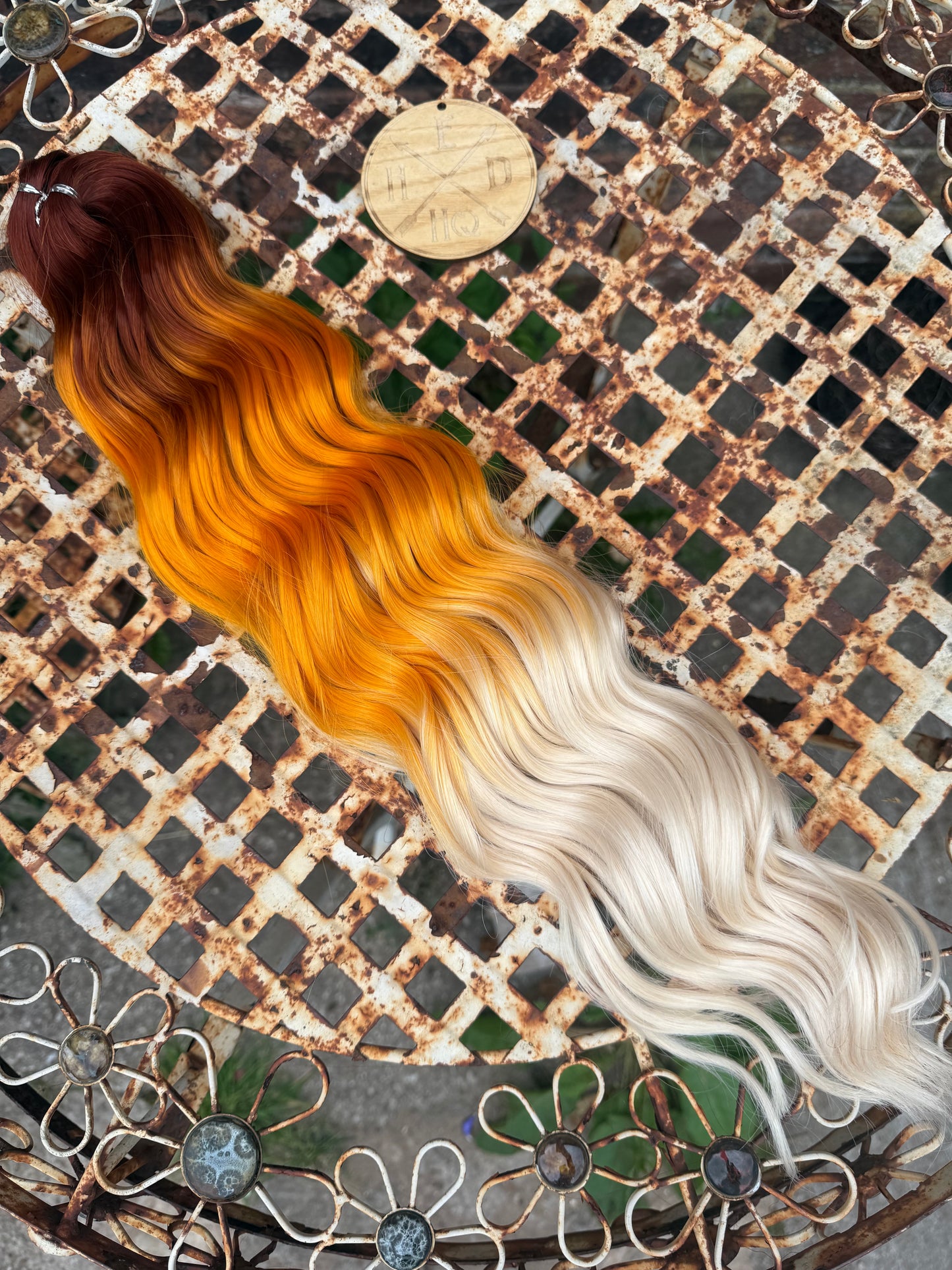 Deepest Red Brown / Orange / Blonde Ombré Loose Brushable Wave