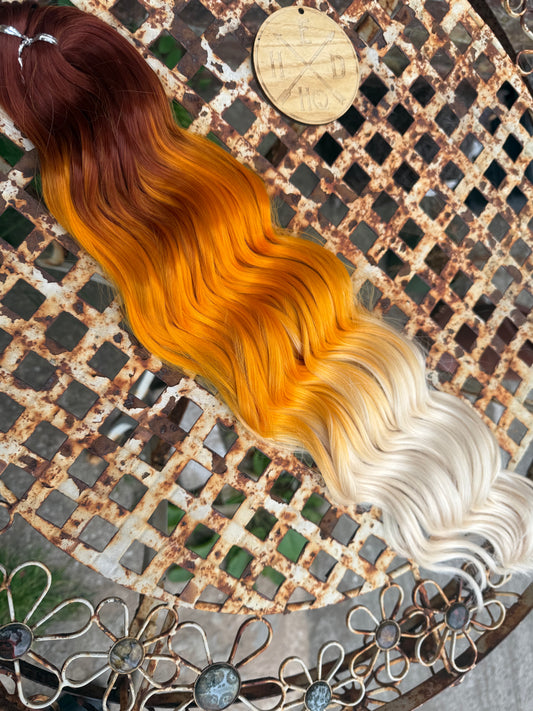 Deepest Red Brown / Orange / Blonde Ombré Loose Brushable Wave
