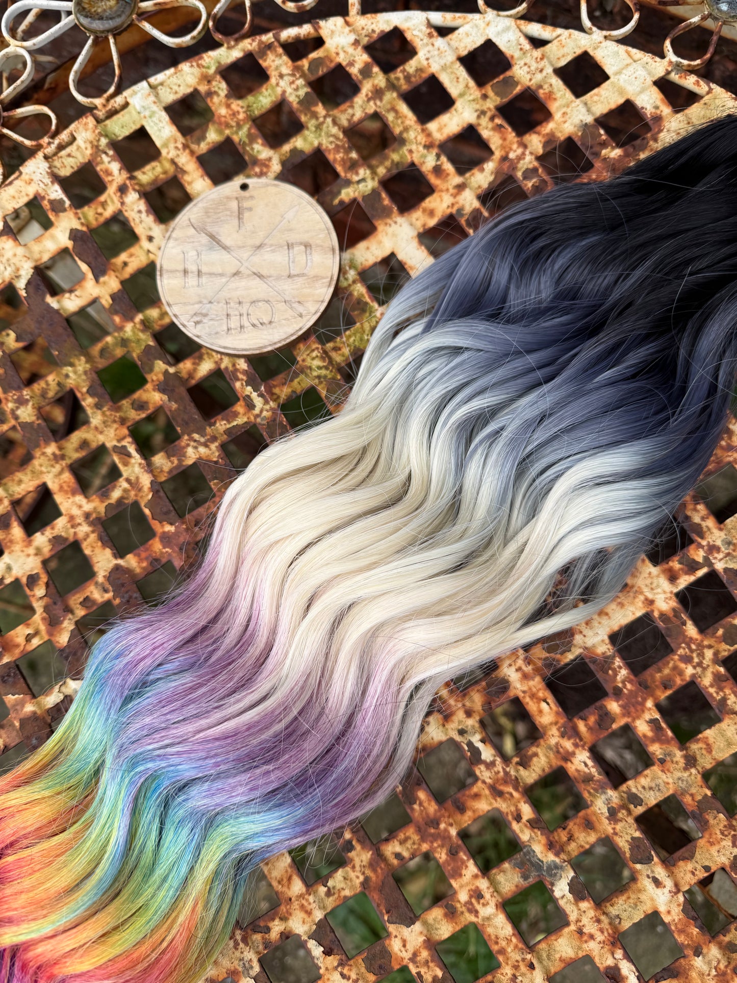 Black Rainbow Ombre Loose Brushable Wave