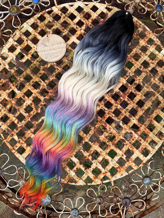 Black Rainbow Ombre Loose Brushable Wave