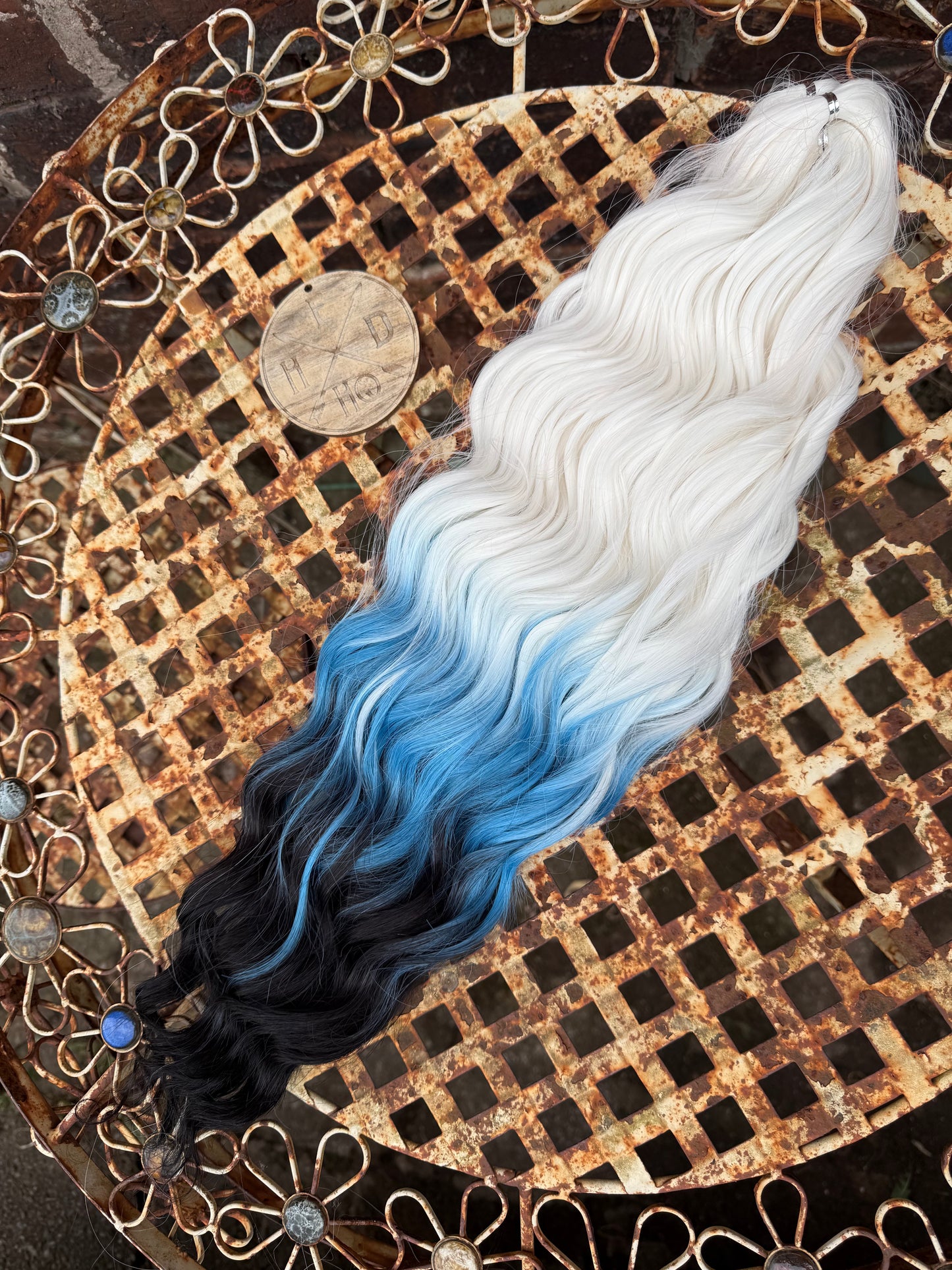 White Blonde to Blue Ombré Loose Brushable Wave