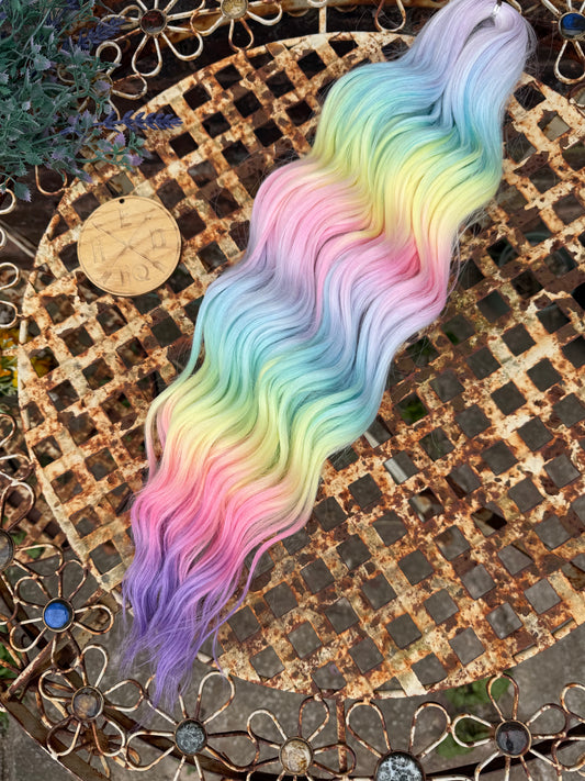 Mauve tip Pastel Rainbow Ombré Loose Brushable Wave