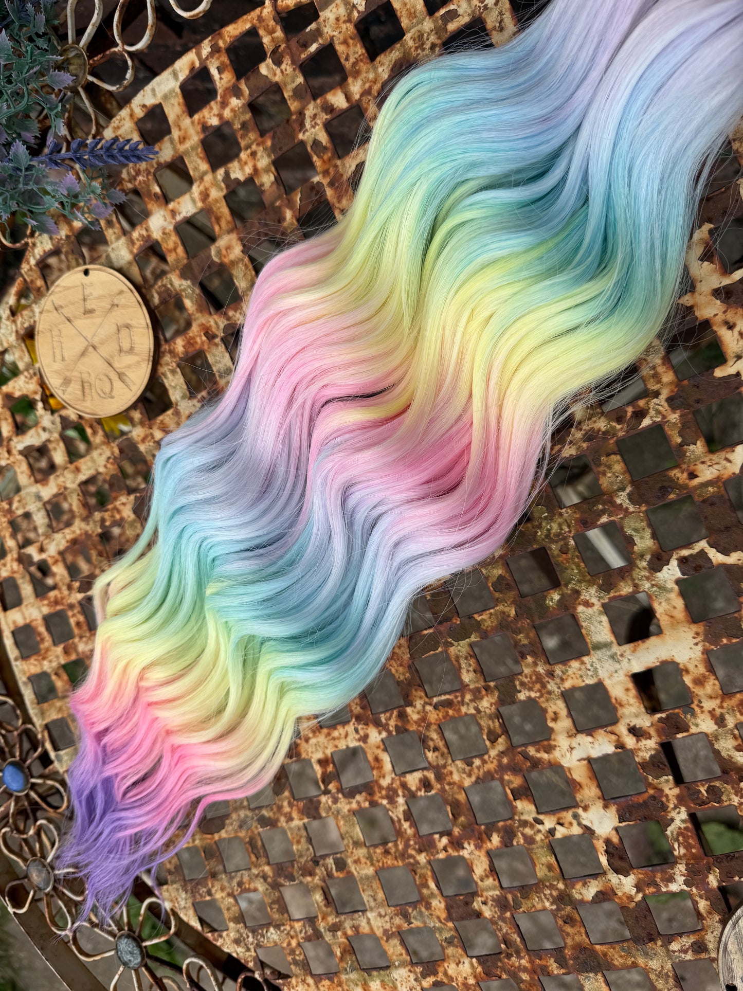 Mauve tip Pastel Rainbow Ombré Loose Brushable Wave
