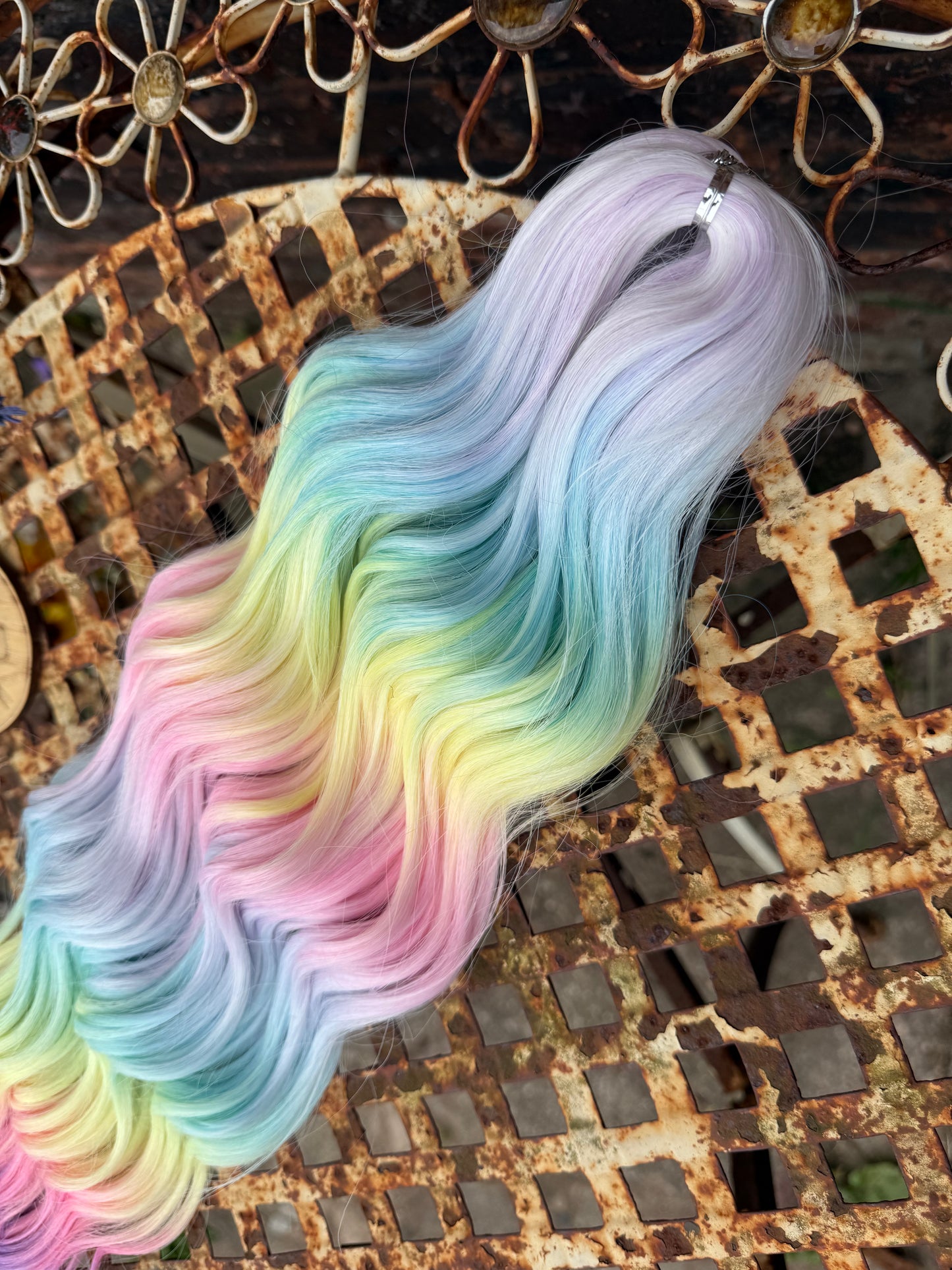 Mauve tip Pastel Rainbow Ombré Loose Brushable Wave