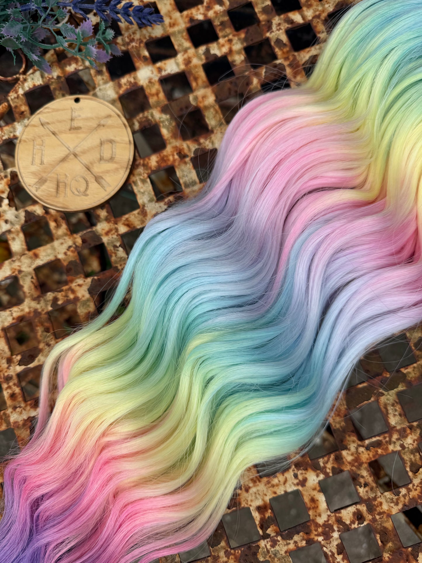 Mauve tip Pastel Rainbow Ombré Loose Brushable Wave