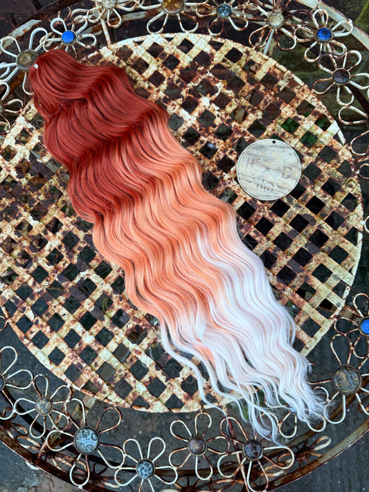 Copper / Orange / White Blonde Ombré Loose Brushable Wave