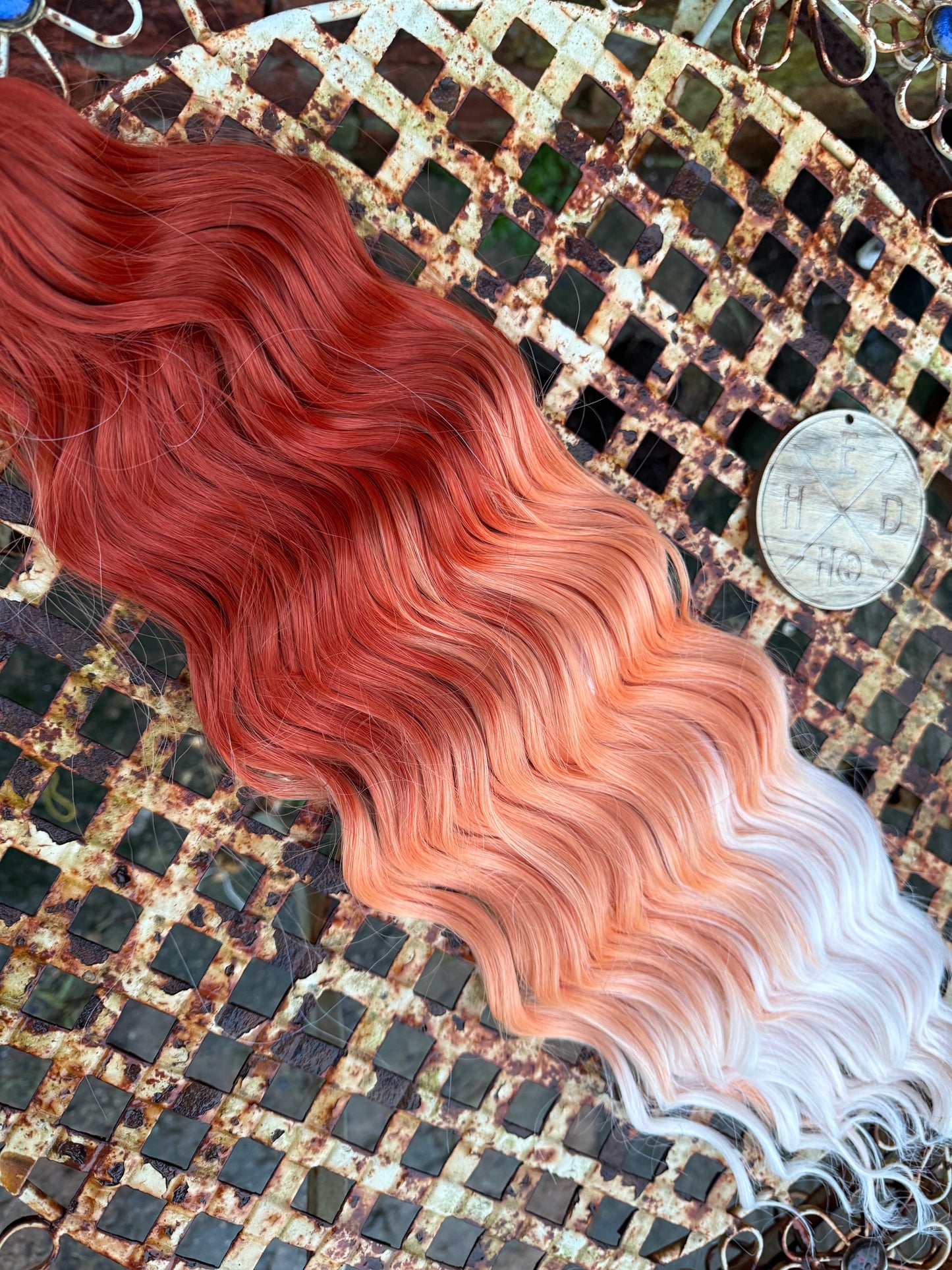 Copper / Orange / White Blonde Ombré Loose Brushable Wave
