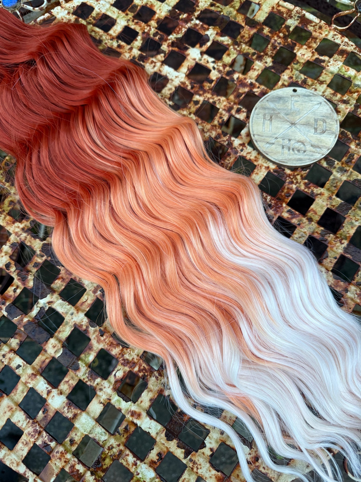 Copper / Orange / White Blonde Ombré Loose Brushable Wave