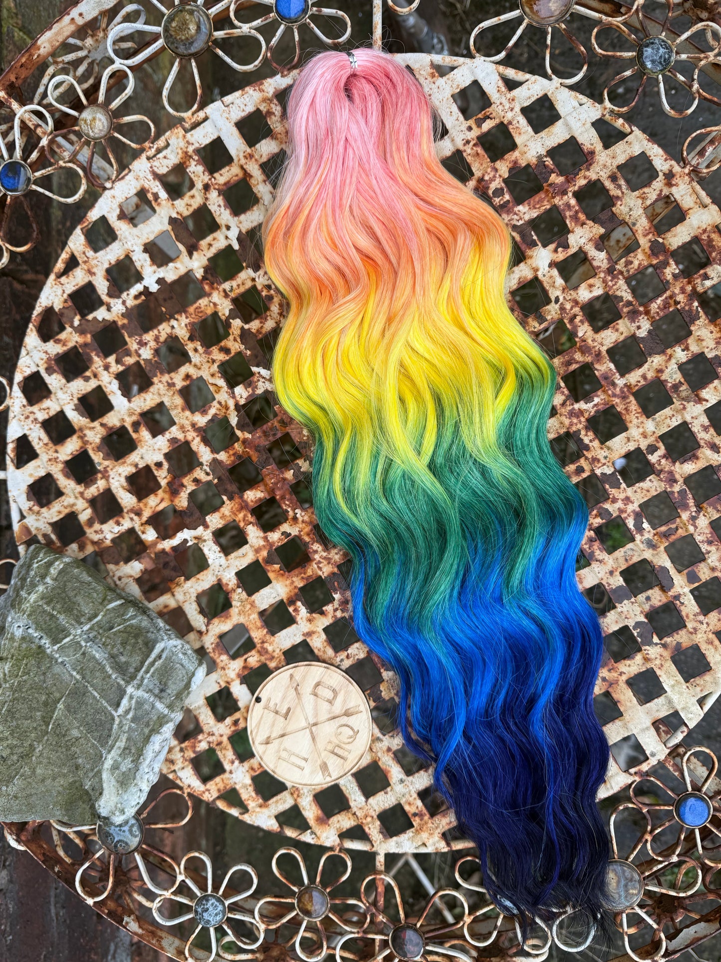 Dark Rainbow Ombré Loose Brushable Wave