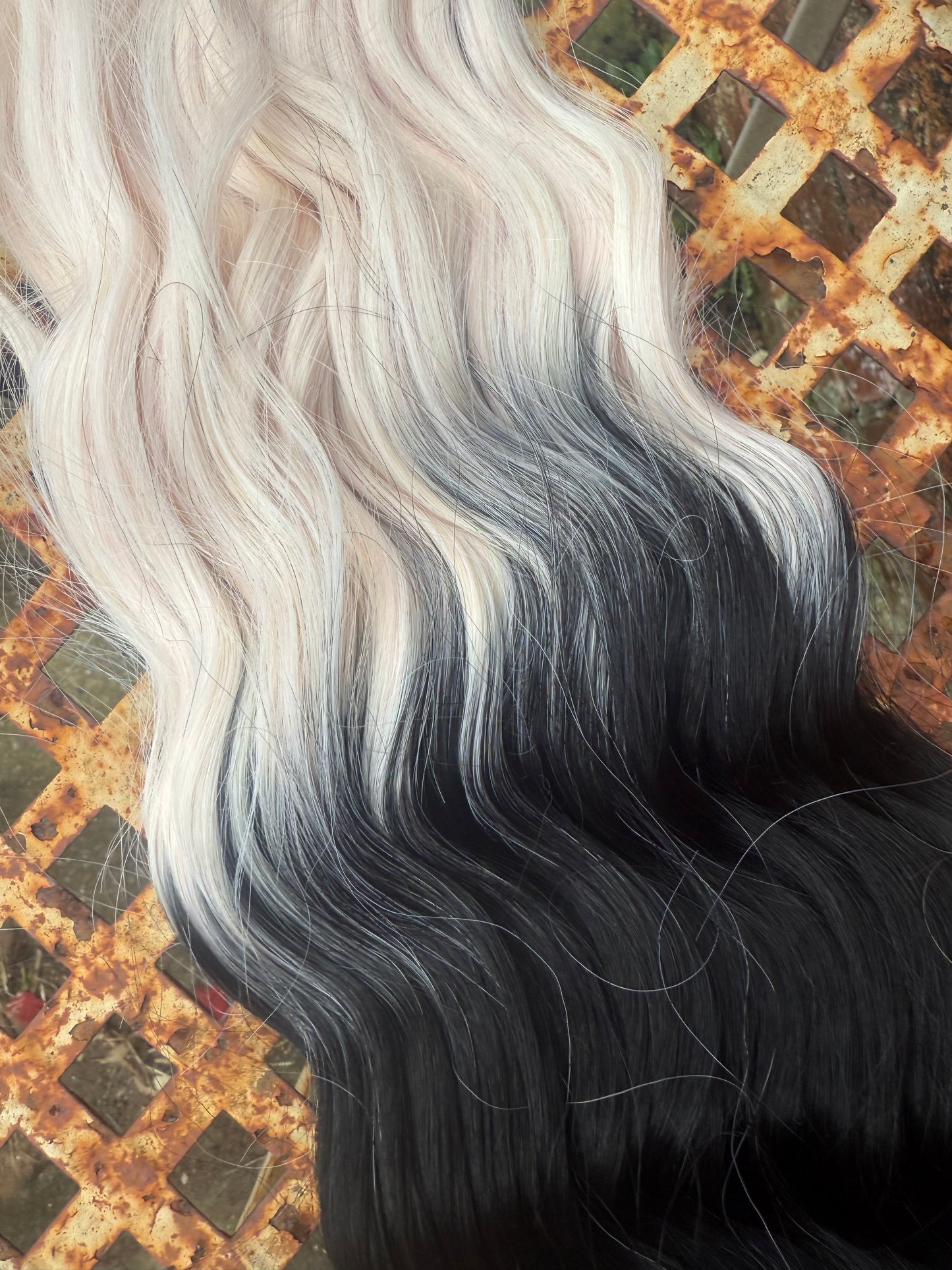 Black to Light Peach Blonde Ombré Loose Brushable Wave