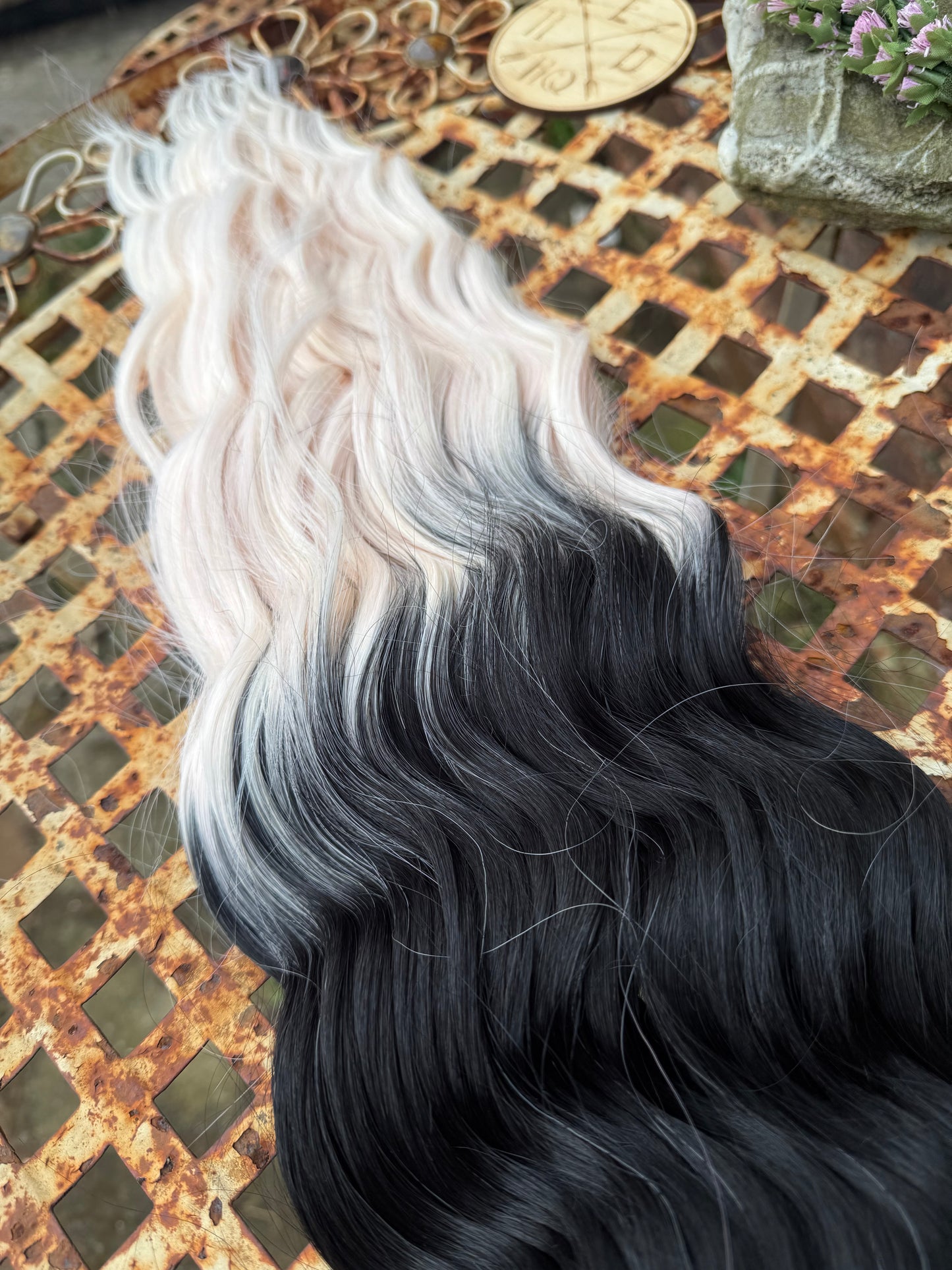 Black to Light Peach Blonde Ombré Loose Brushable Wave