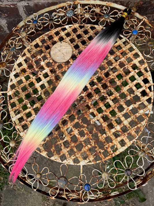 Black to Rainbow Ombre Ariel Straight 100g