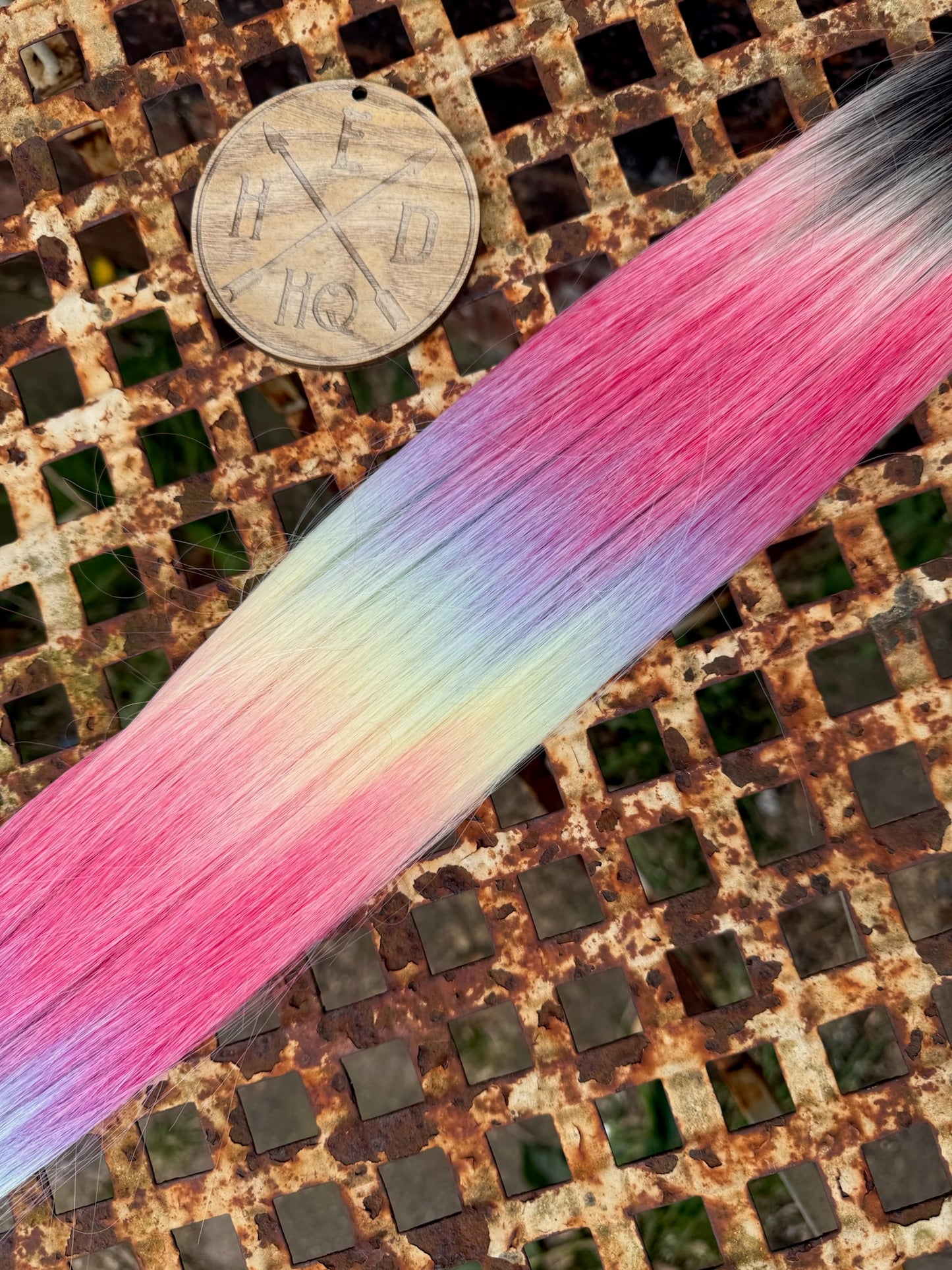 Black to Rainbow Ombre Ariel Straight 100g