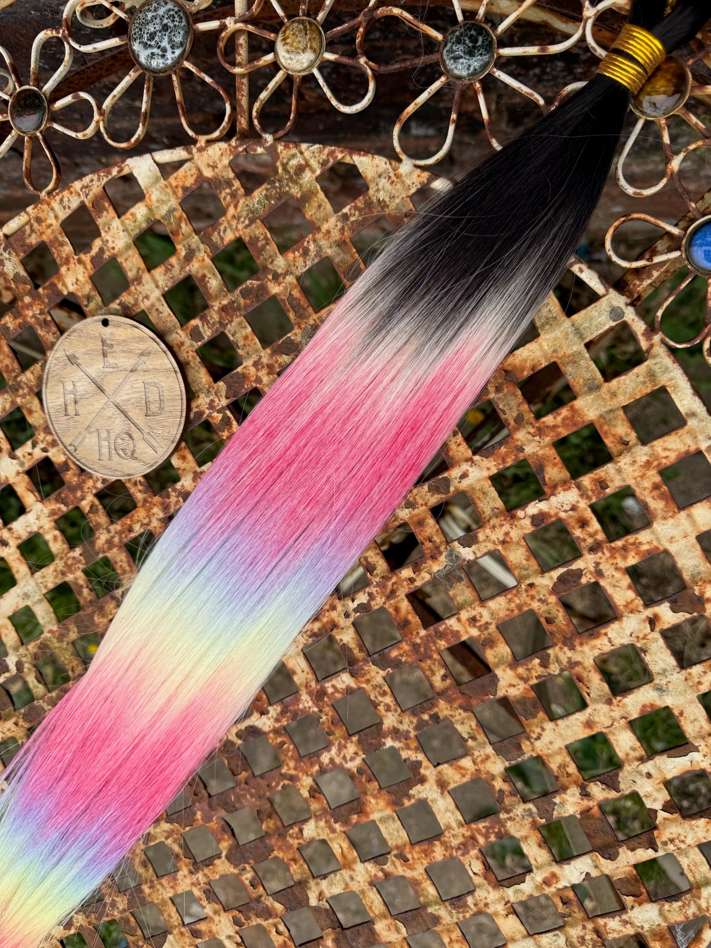 Black to Rainbow Ombre Ariel Straight 100g